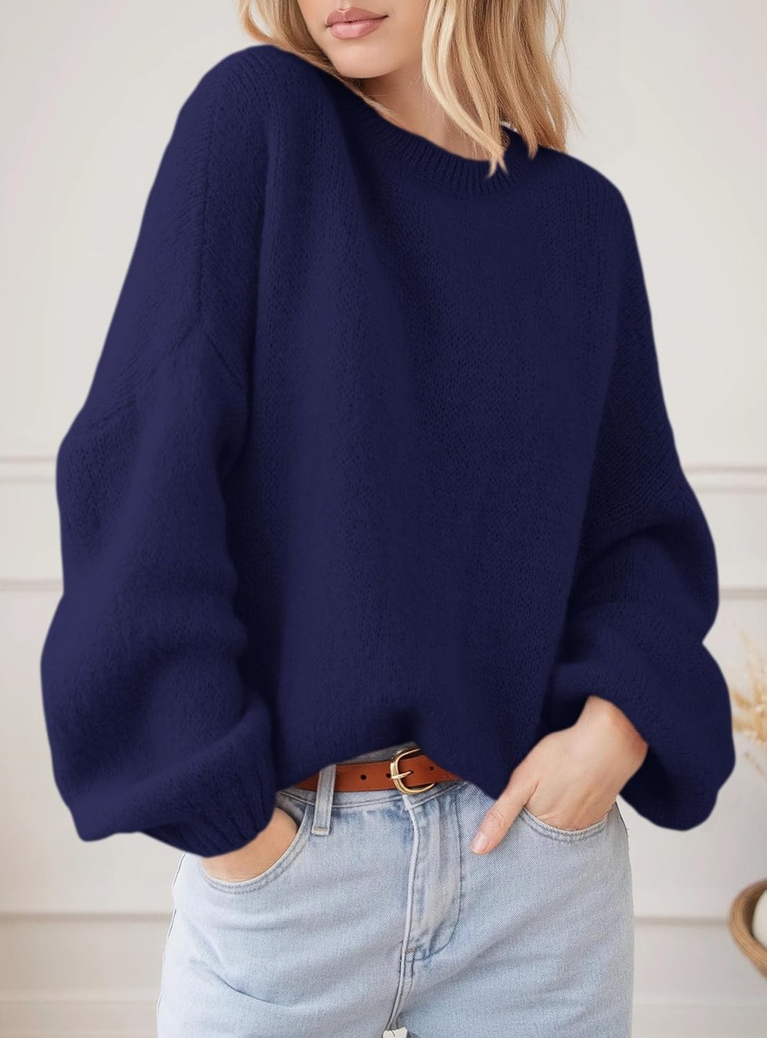 image:imagePRETTYGARDEN Womens Fall Oversized Holiday SweatersNavy Blue