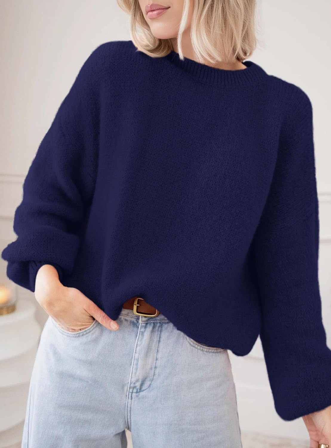 image:imagePRETTYGARDEN Womens Fall Oversized Holiday SweatersNavy Blue