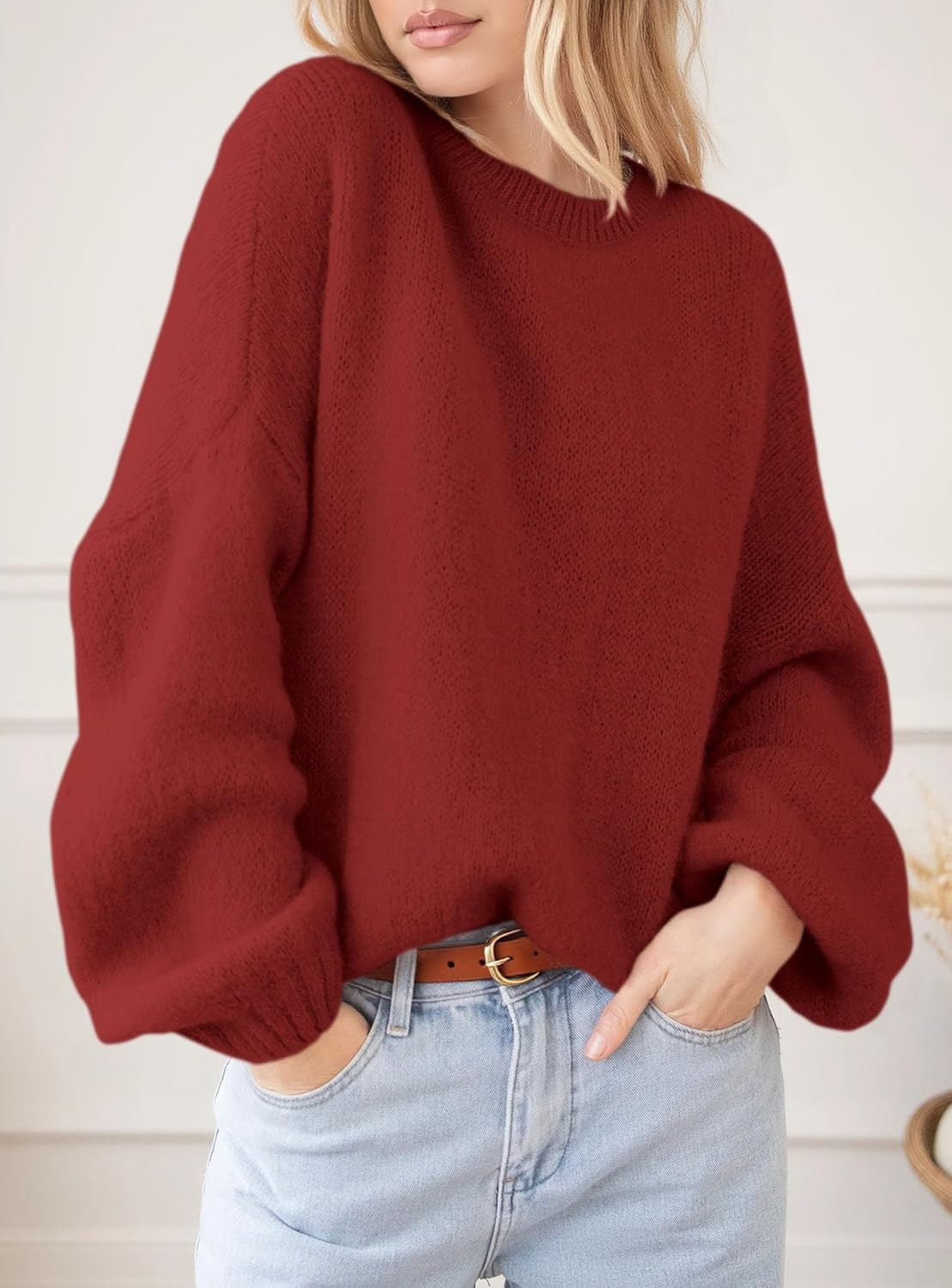 image:imagePRETTYGARDEN Womens Fall Oversized Holiday SweatersRed