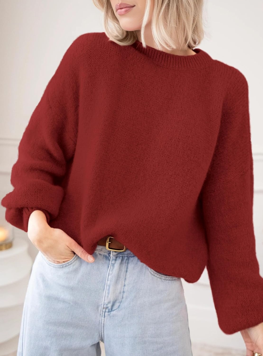 image:imagePRETTYGARDEN Womens Fall Oversized Holiday SweatersRed