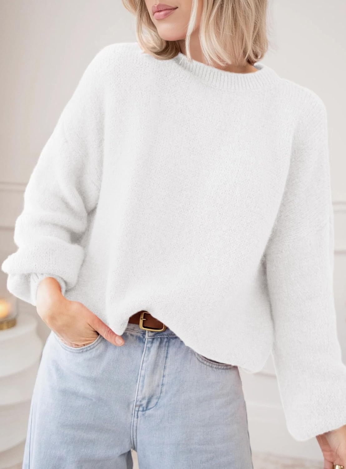 image:imagePRETTYGARDEN Womens Fall Oversized Holiday SweatersWhite