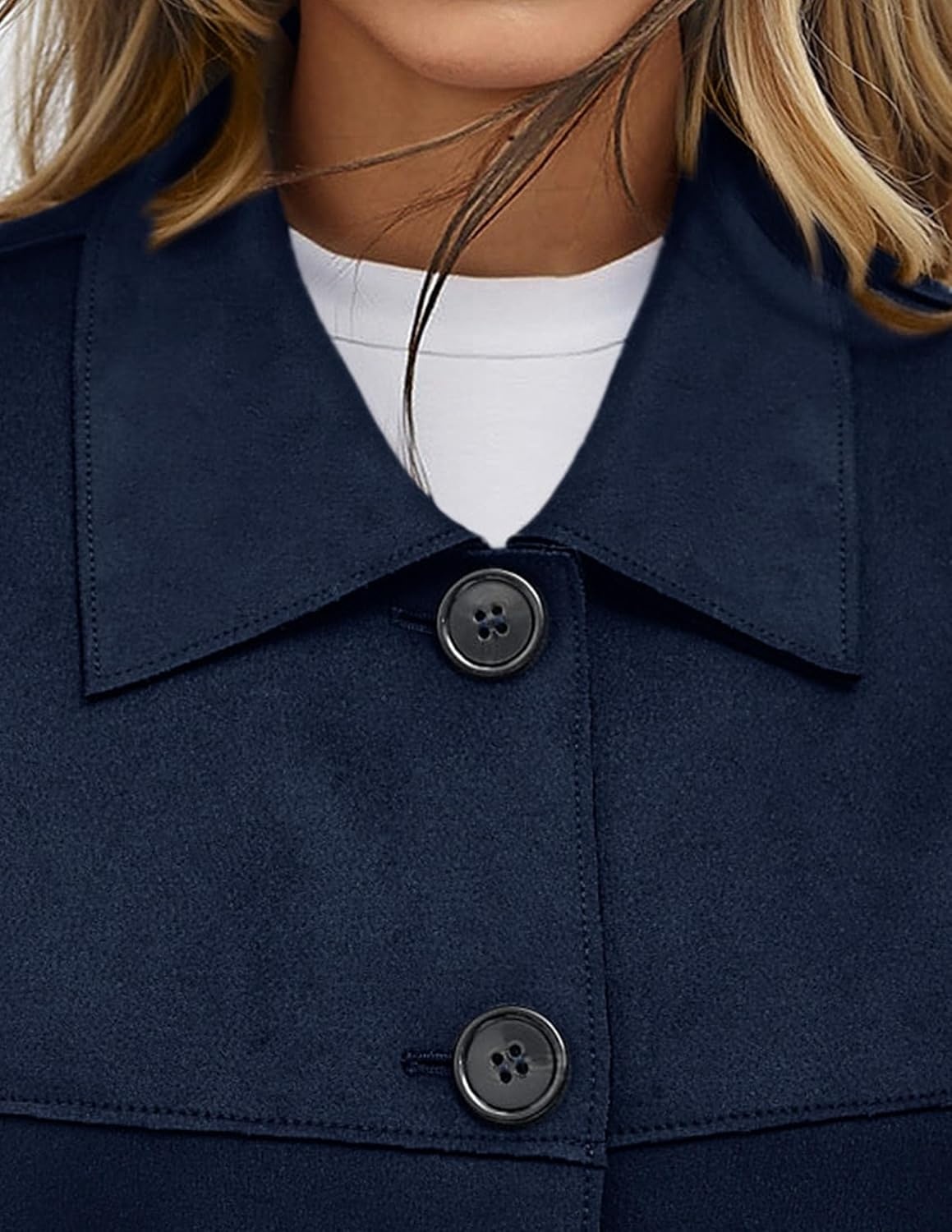 image:imagePRETTYGARDEN Womens Faux Suede Shacket Jackets Lightweight Cropped CoatsNavy Blue