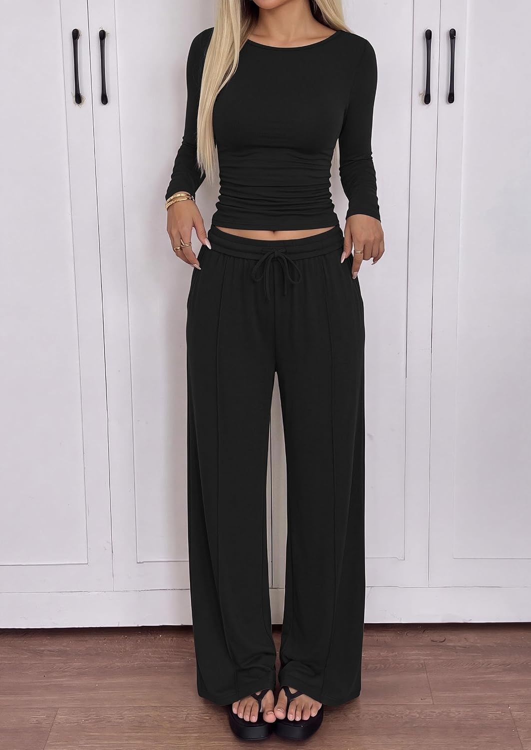 image:imagePRETTYGARDEN Womens Matching Lounge Sets 2 Piece OutfitsBlack