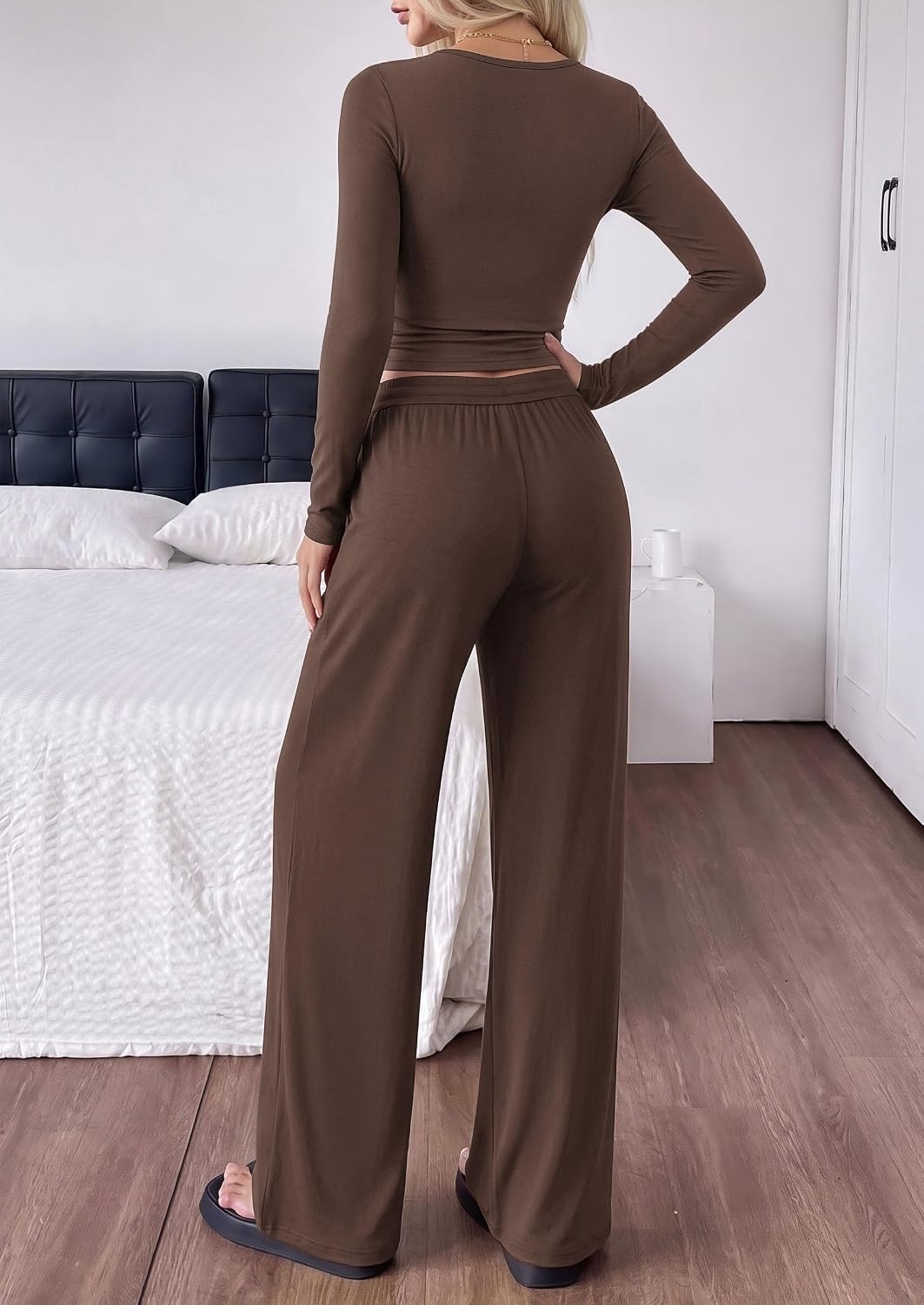 image:imagePRETTYGARDEN Womens Matching Lounge Sets 2 Piece OutfitsBrown