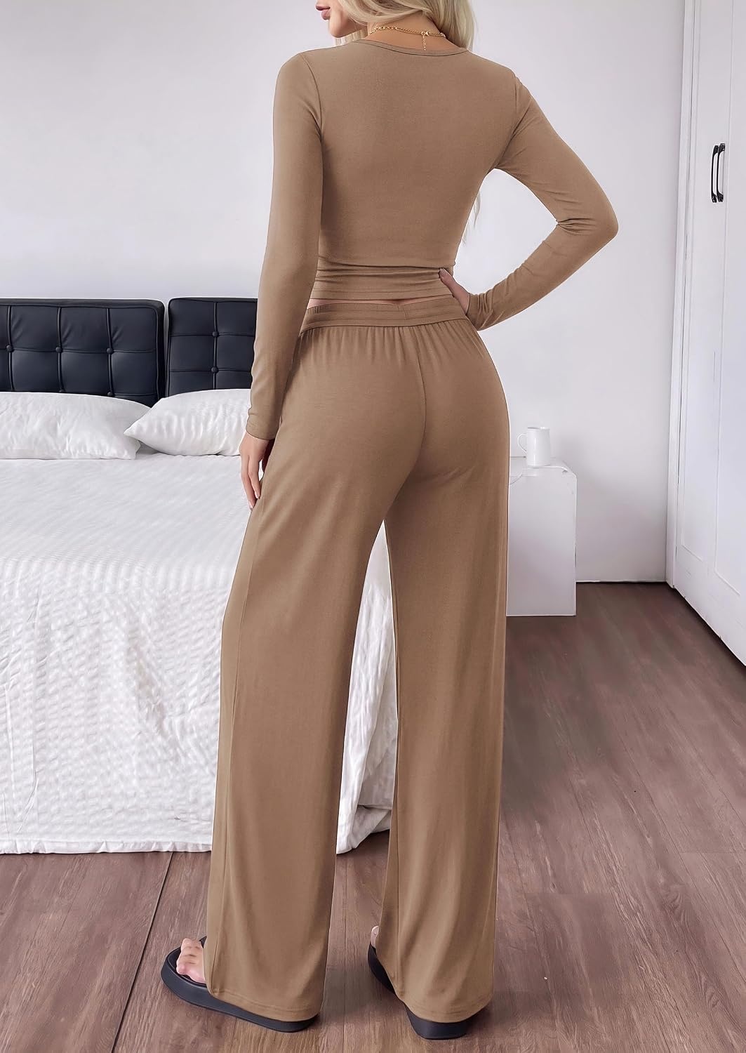 image:imagePRETTYGARDEN Womens Matching Lounge Sets 2 Piece OutfitsCoffee