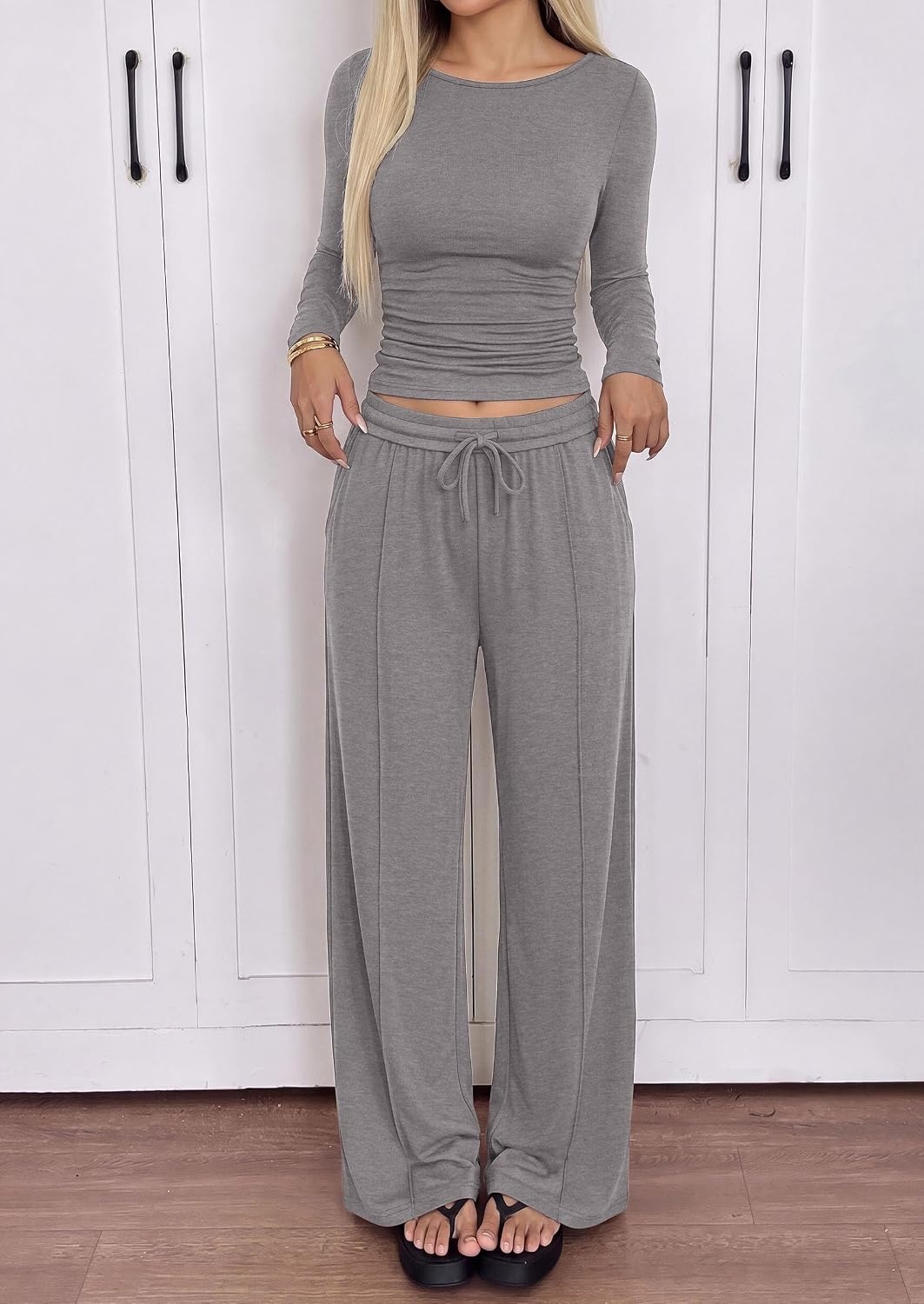 image:imagePRETTYGARDEN Womens Matching Lounge Sets 2 Piece OutfitsGrey