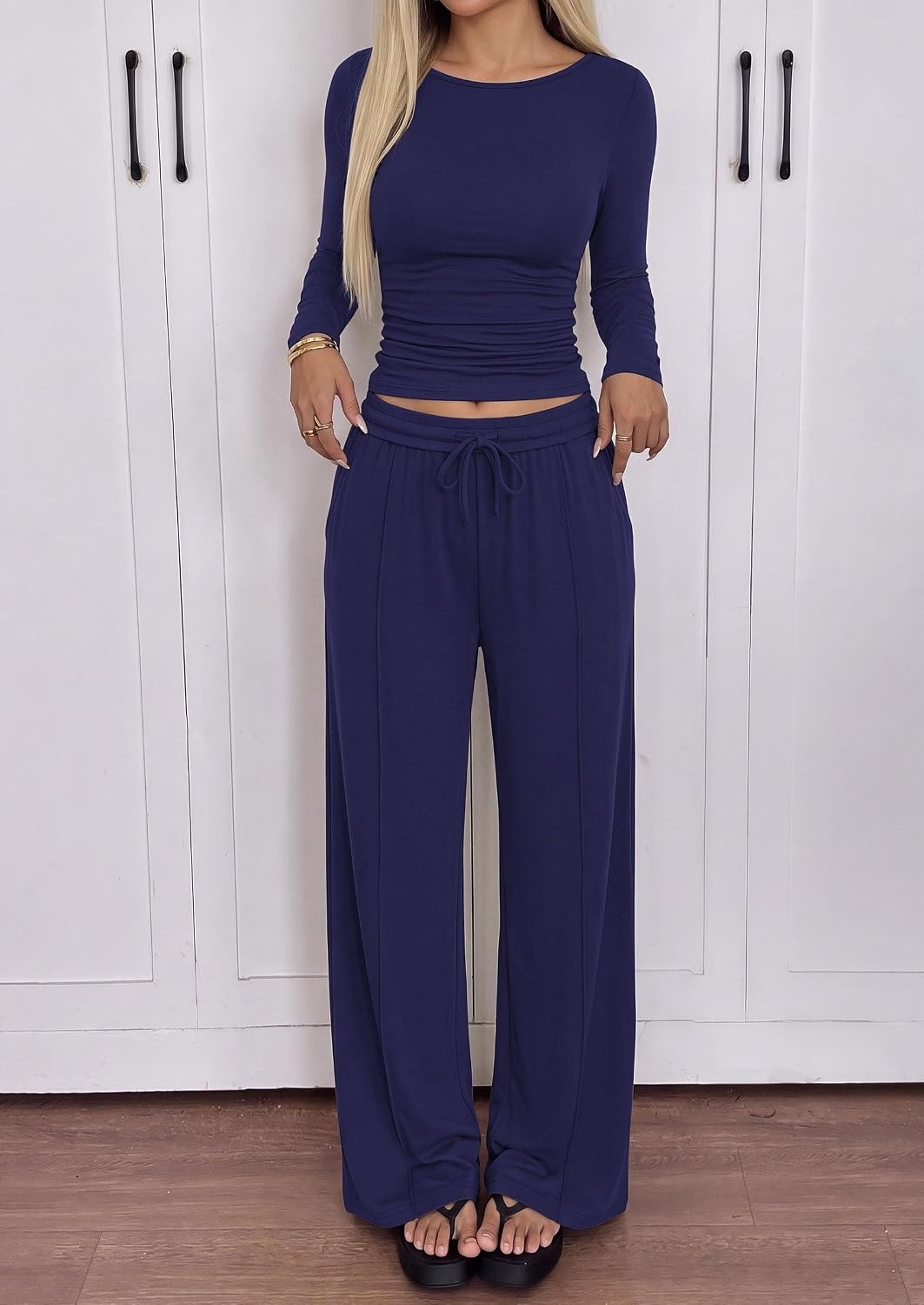 image:imagePRETTYGARDEN Womens Matching Lounge Sets 2 Piece OutfitsNavy Blue