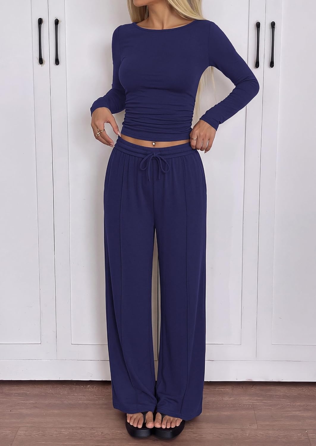 image:imagePRETTYGARDEN Womens Matching Lounge Sets 2 Piece OutfitsNavy Blue