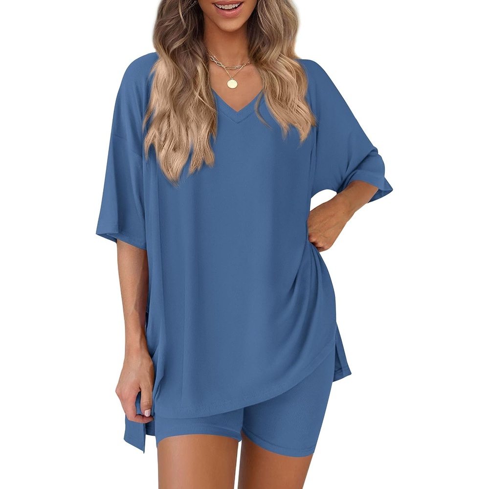 image:imagePRETTYGARDEN Womens 2 Piece Outfit Lounge Short SetsBlue