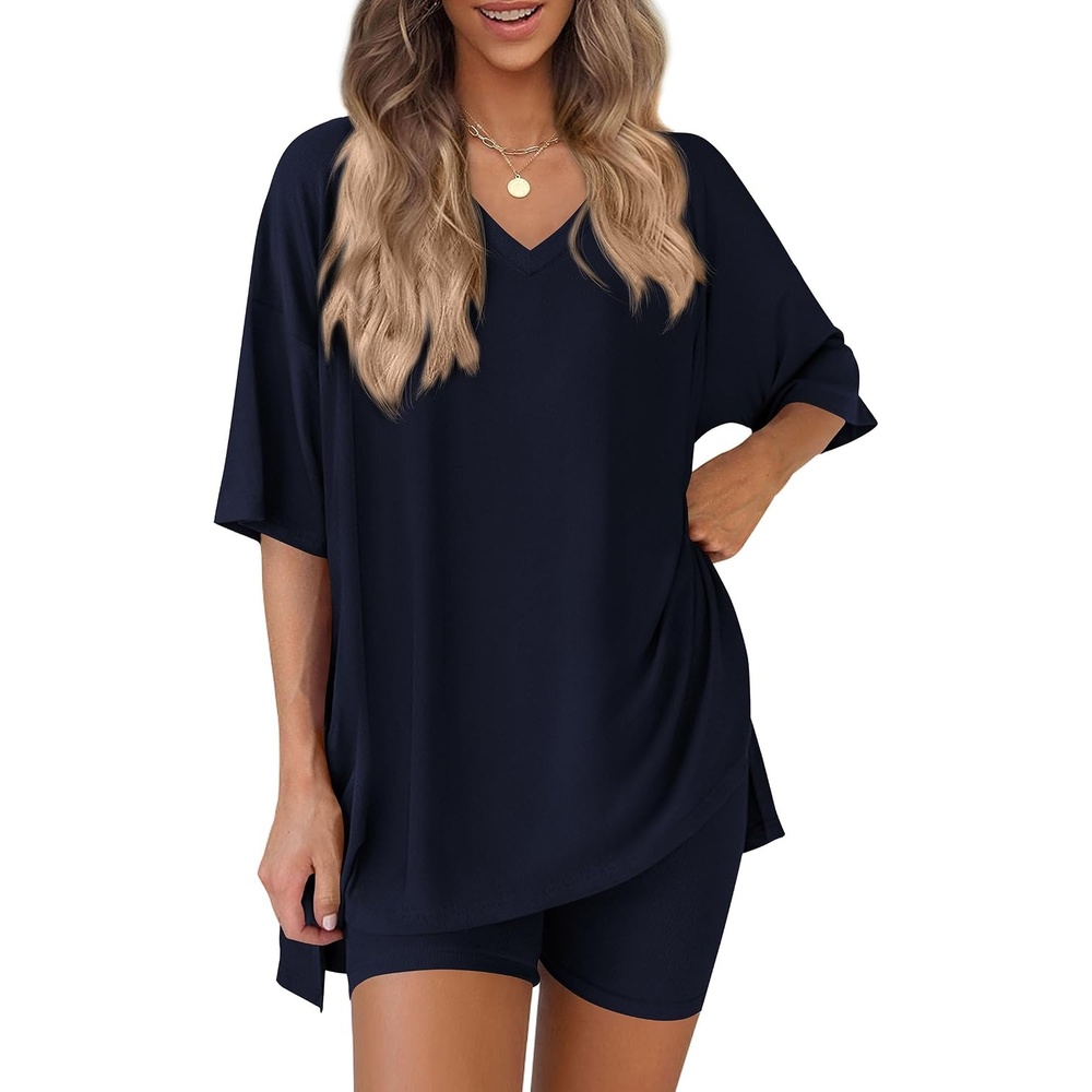 image:imagePRETTYGARDEN Womens 2 Piece Outfit Lounge Short SetsNavy