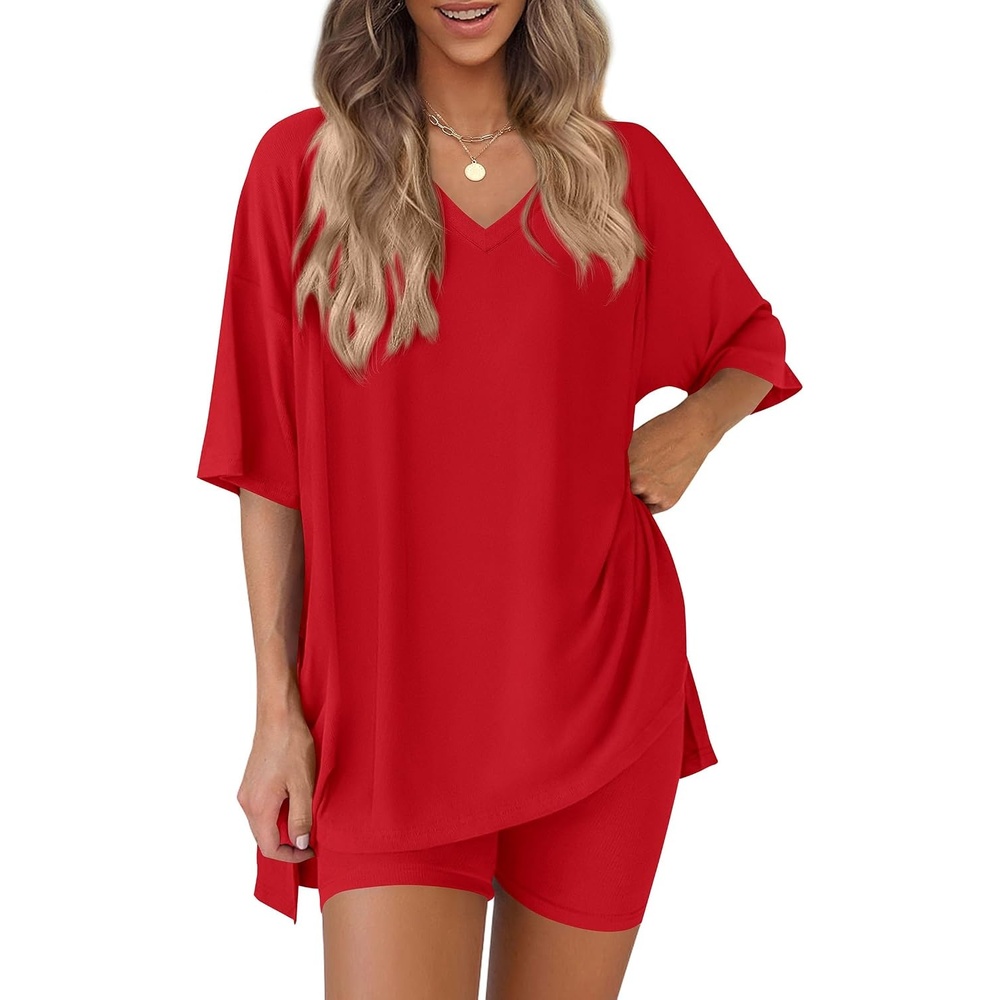 image:imagePRETTYGARDEN Womens 2 Piece Outfit Lounge Short SetsRed
