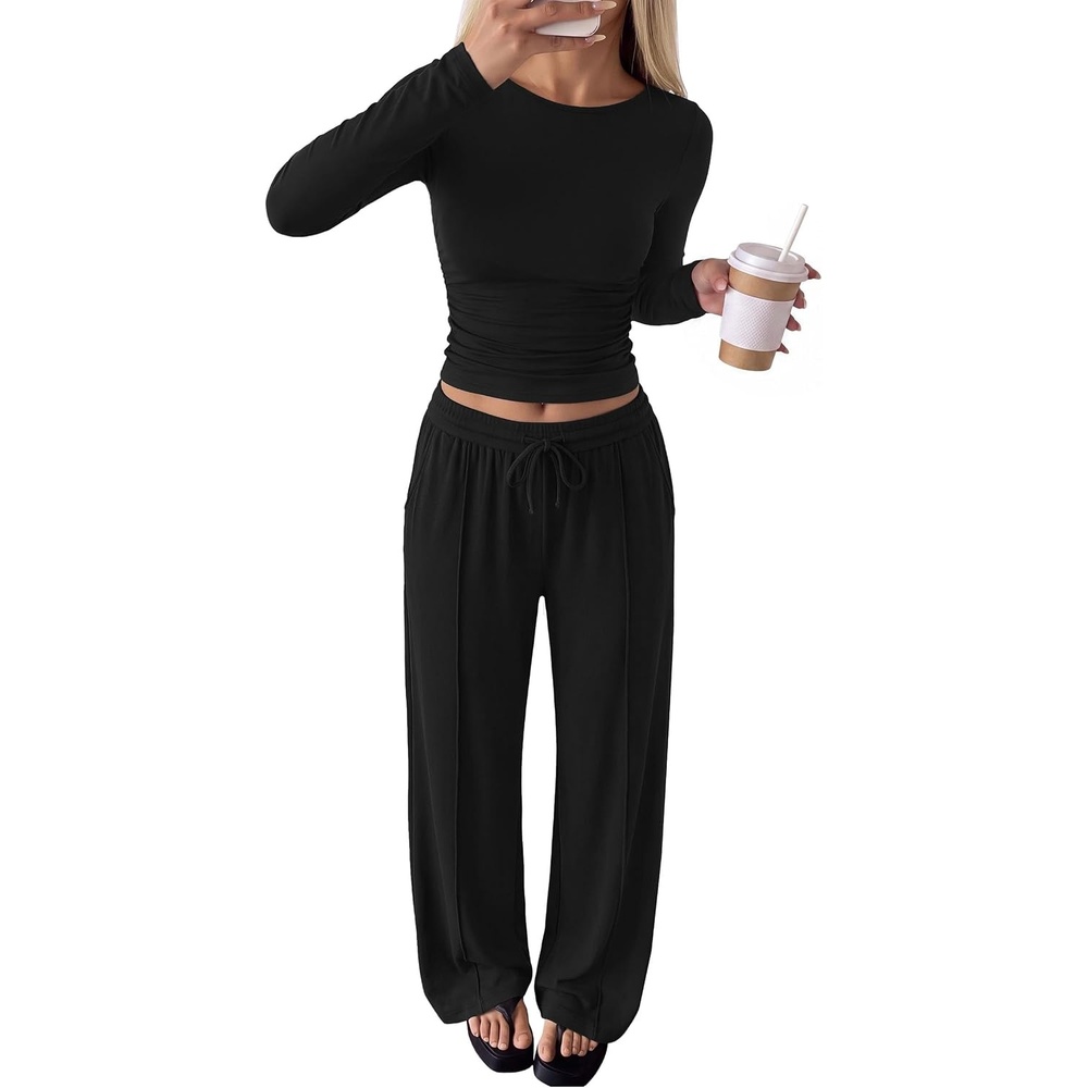 image:imagePRETTYGARDEN Womens Matching Lounge Sets 2 Piece OutfitsBlack