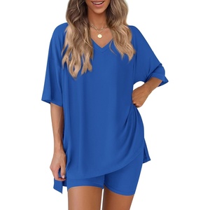 PRETTYGARDEN Womens 2 Piece Outfit Lounge Short Sets(Royal Blue)