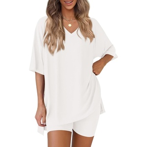 PRETTYGARDEN Womens 2 Piece Outfit Lounge Short Sets(White)