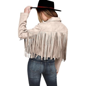 PRETTYGARDEN Women’s Fringe Faux Suede Leather Jackets(Beige Apricot)