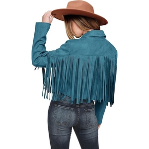 PRETTYGARDEN Women’s Fringe Faux Suede Leather Jackets(Lake Blue)