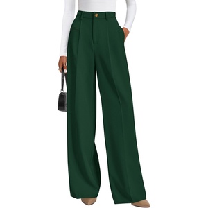 PRETTYGARDEN Women’s Tailored Wide Leg Work Dress Pants(Dark Green)