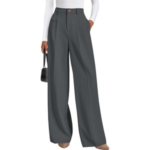 PRETTYGARDEN Women’s Tailored Wide Leg Work Dress Pants(Dark Grey)