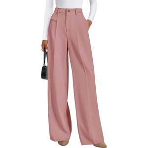 PRETTYGARDEN Women’s Tailored Wide Leg Work Dress Pants(Pink)
