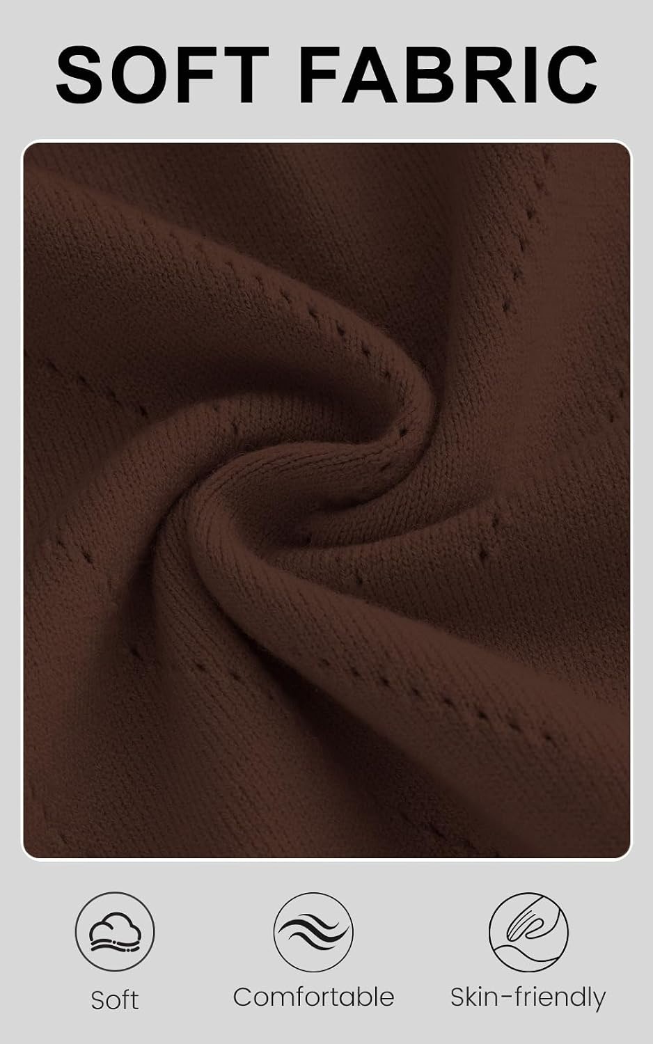 image:imagePRETTYGARDEN Long Sleeve V Neck Hollow Out Pullover Sweaters for WomenBrown