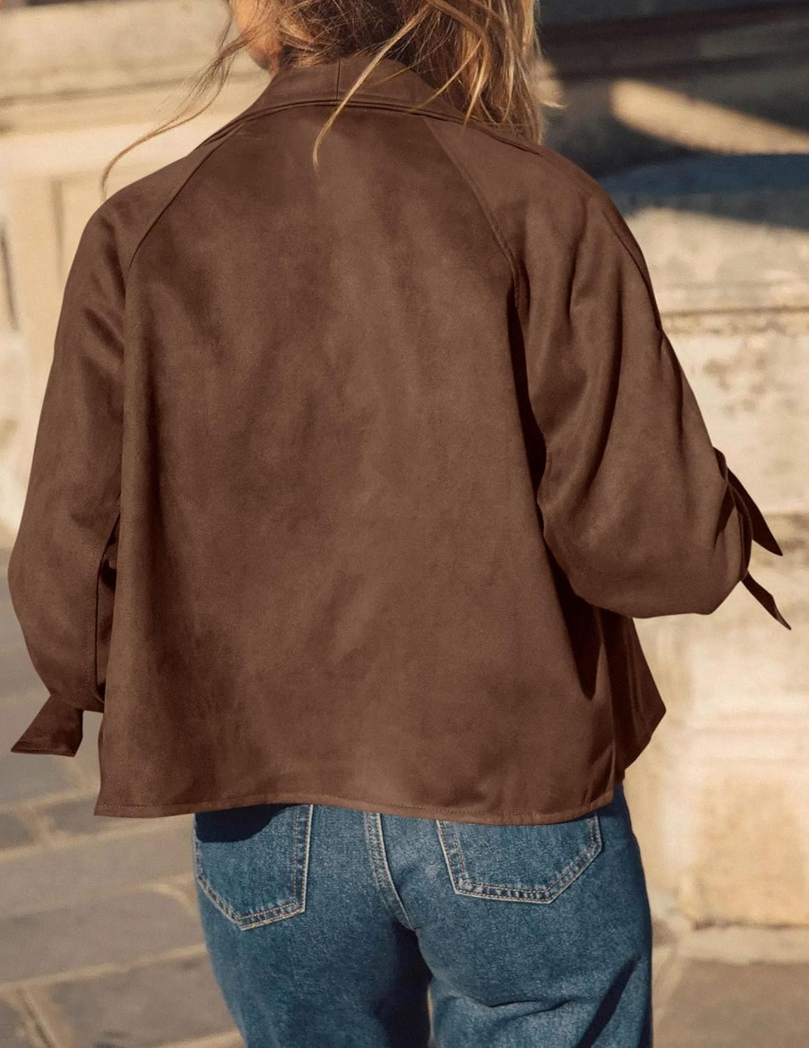 image:imagePRETTYGARDEN Women Faux Suede Double Breasted Trench Coat Cropped JacketsCoffee