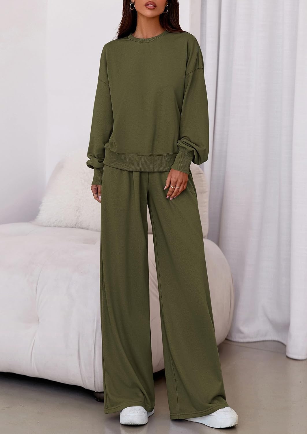 image:imagePRETTYGARDEN Womens Loose Fit Casual 2 Piece Lounge SetArmy Green