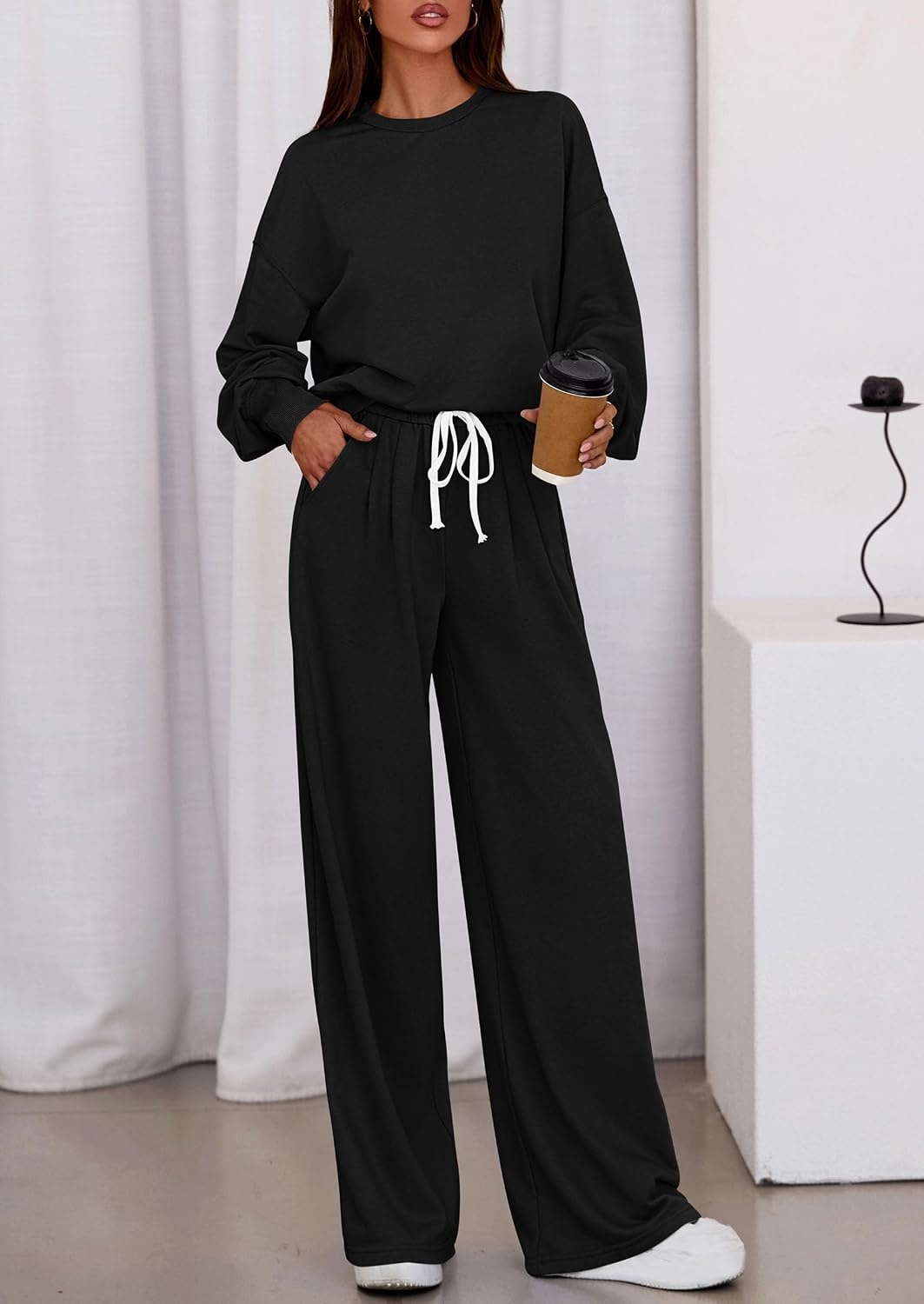 image:imagePRETTYGARDEN Womens Loose Fit Casual 2 Piece Lounge SetBlack