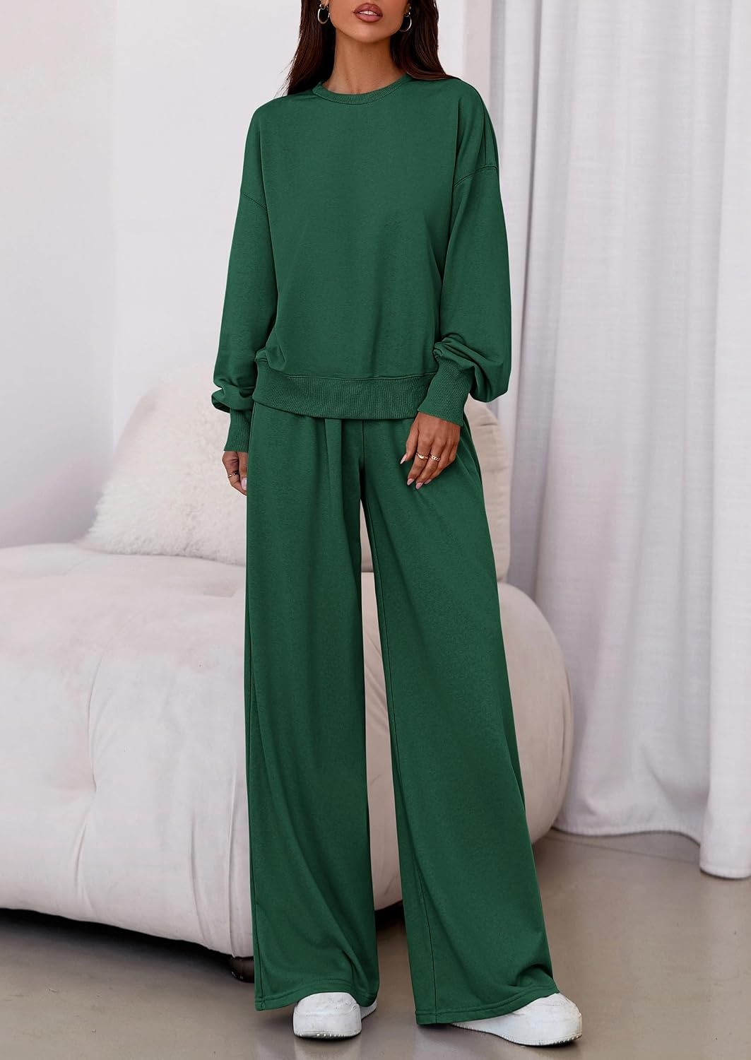 image:imagePRETTYGARDEN Womens Loose Fit Casual 2 Piece Lounge SetDark Green