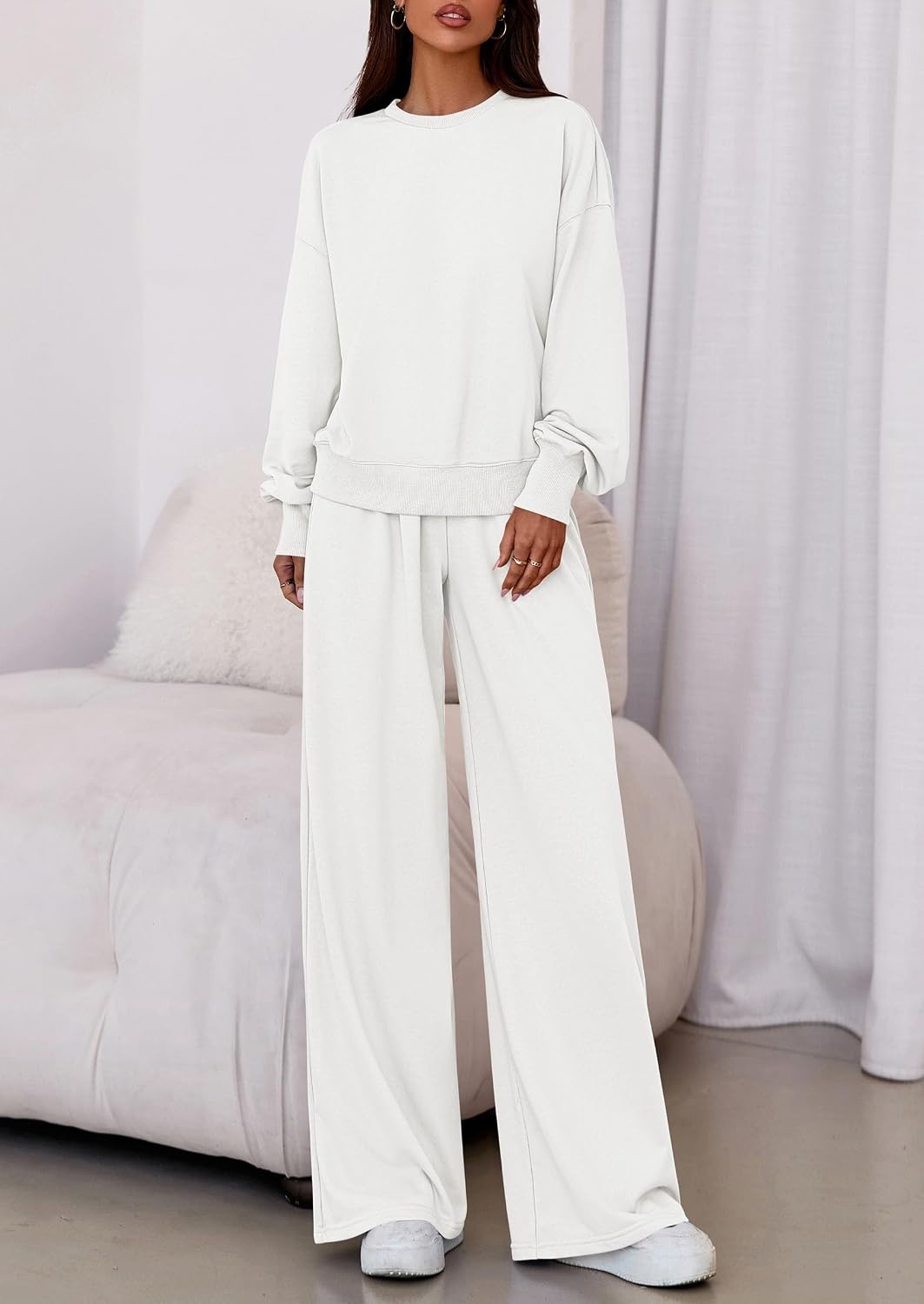image:imagePRETTYGARDEN Womens Loose Fit Casual 2 Piece Lounge SetWhite