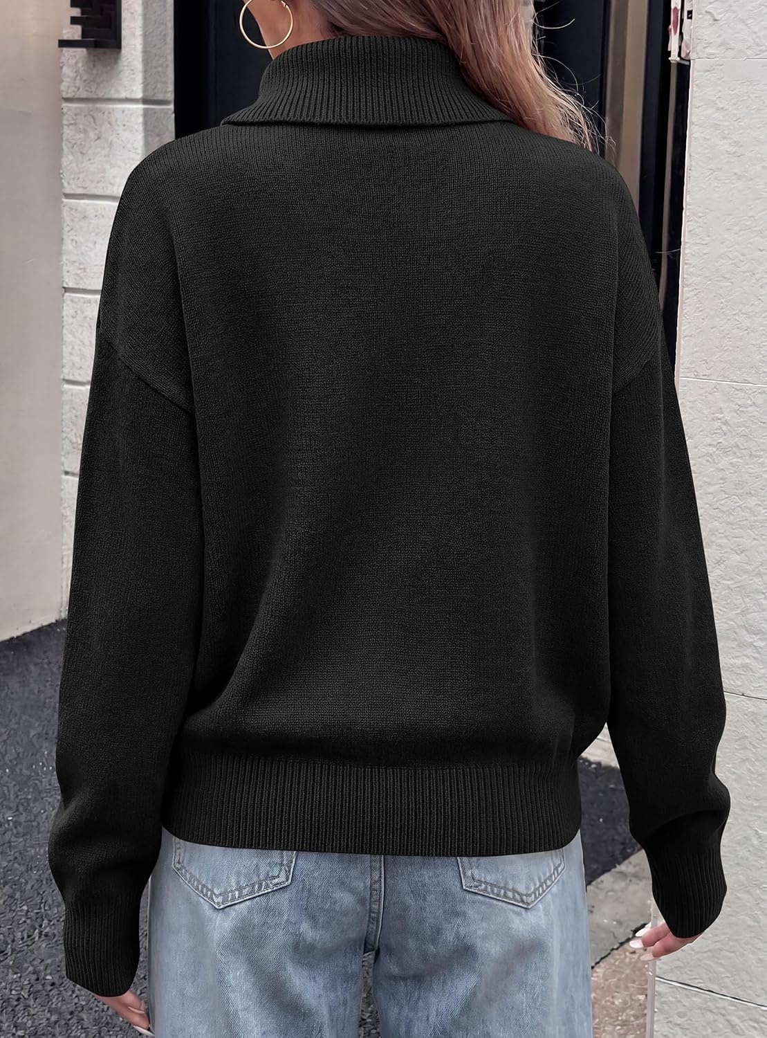 image:imagePRETTYGARDEN Womens Turtleneck Sweater Pullover Side Button Fall ClothesBlack
