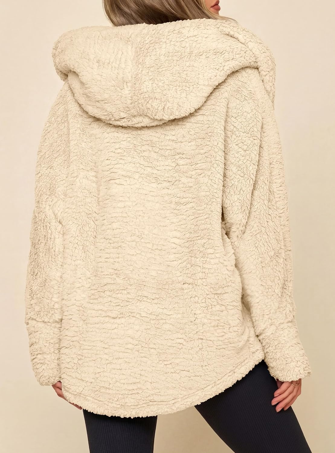 image:imagePRETTYGARDEN Womens Winter Warm Coats Hooded Faux Fur Sherpa JacketBeige