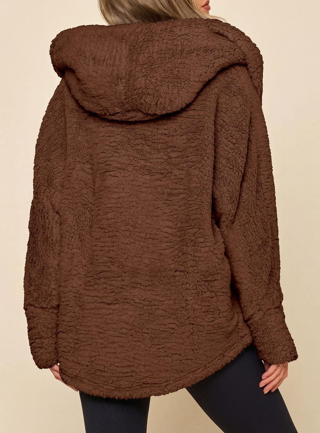 image:imagePRETTYGARDEN Womens Winter Warm Coats Hooded Faux Fur Sherpa JacketBrown