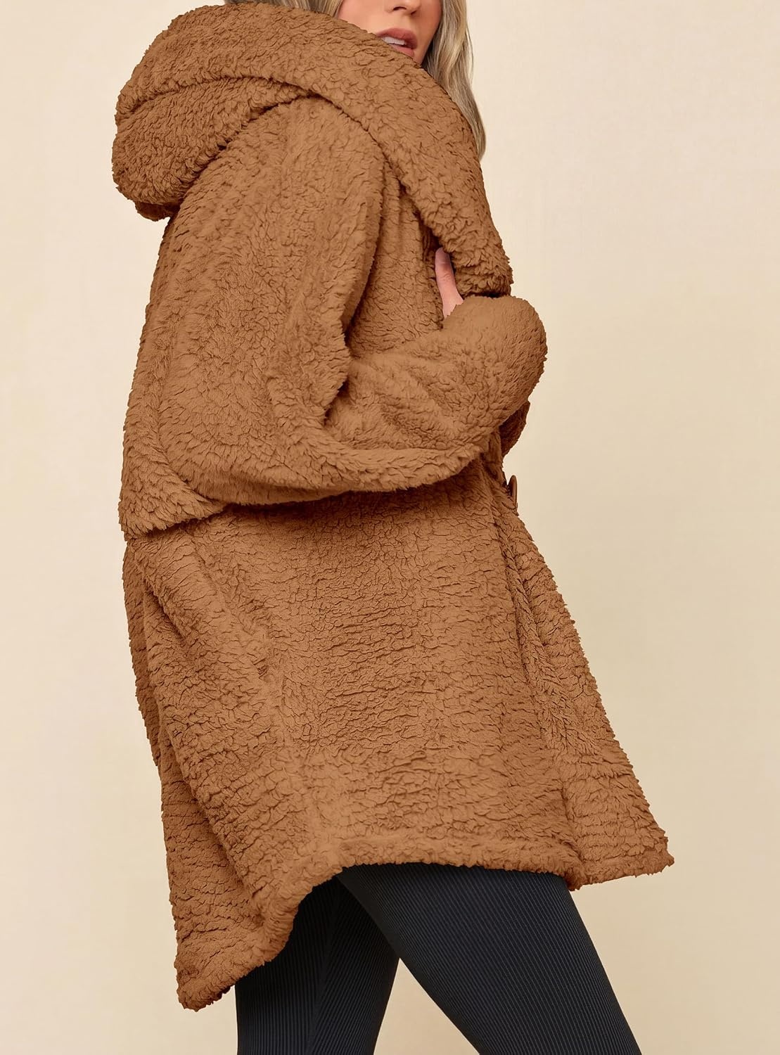 image:imagePRETTYGARDEN Womens Winter Warm Coats Hooded Faux Fur Sherpa JacketGolden Camel