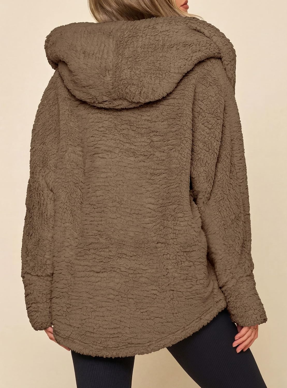 image:imagePRETTYGARDEN Womens Winter Warm Coats Hooded Faux Fur Sherpa JacketKhaki