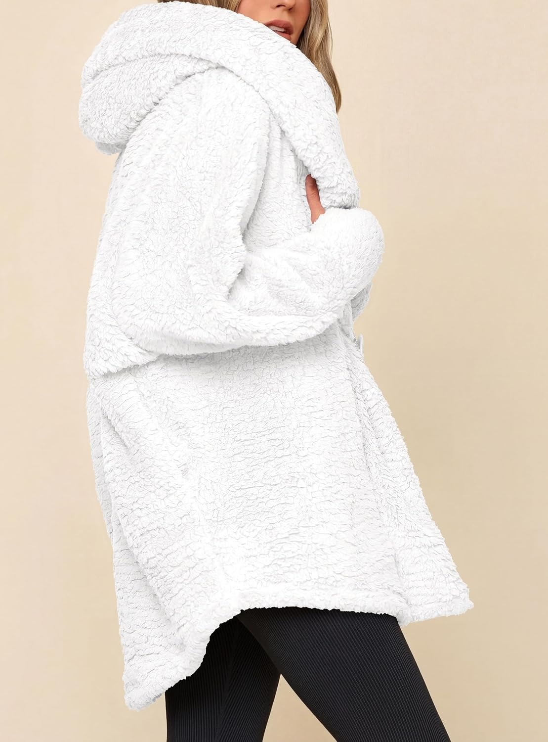 image:imagePRETTYGARDEN Womens Winter Warm Coats Hooded Faux Fur Sherpa JacketWhite