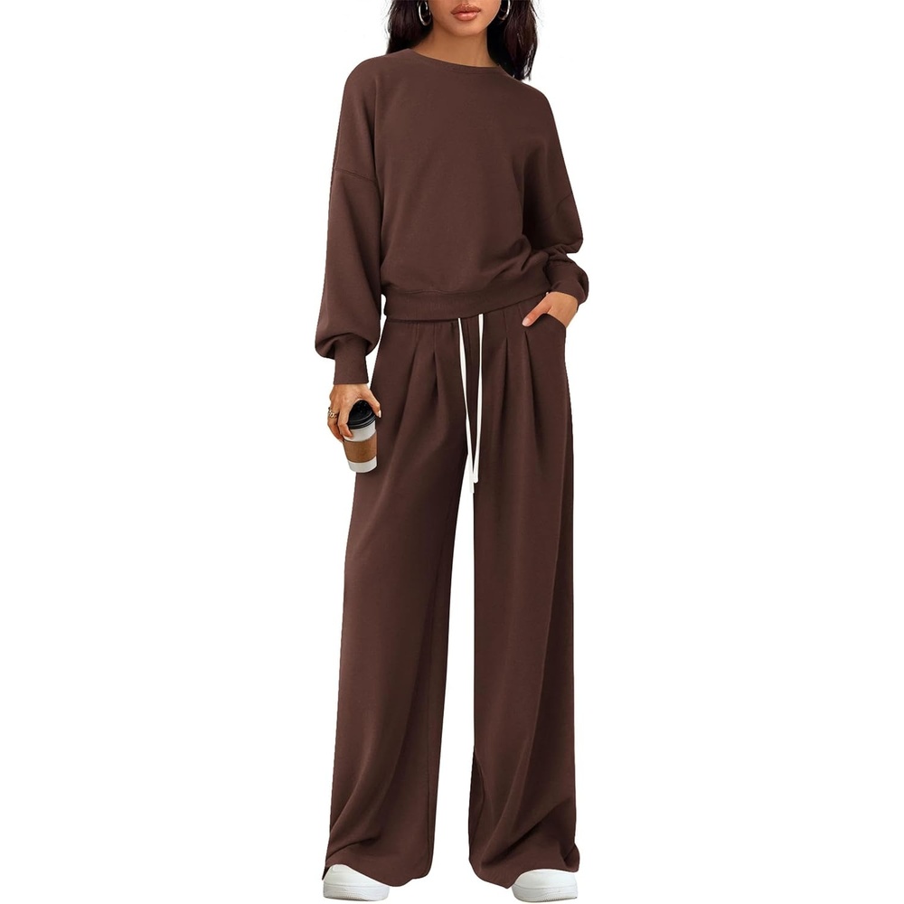 image:imagePRETTYGARDEN Womens Loose Fit Casual 2 Piece Lounge SetBrown