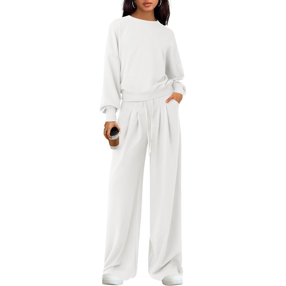 image:imagePRETTYGARDEN Womens Loose Fit Casual 2 Piece Lounge SetWhite