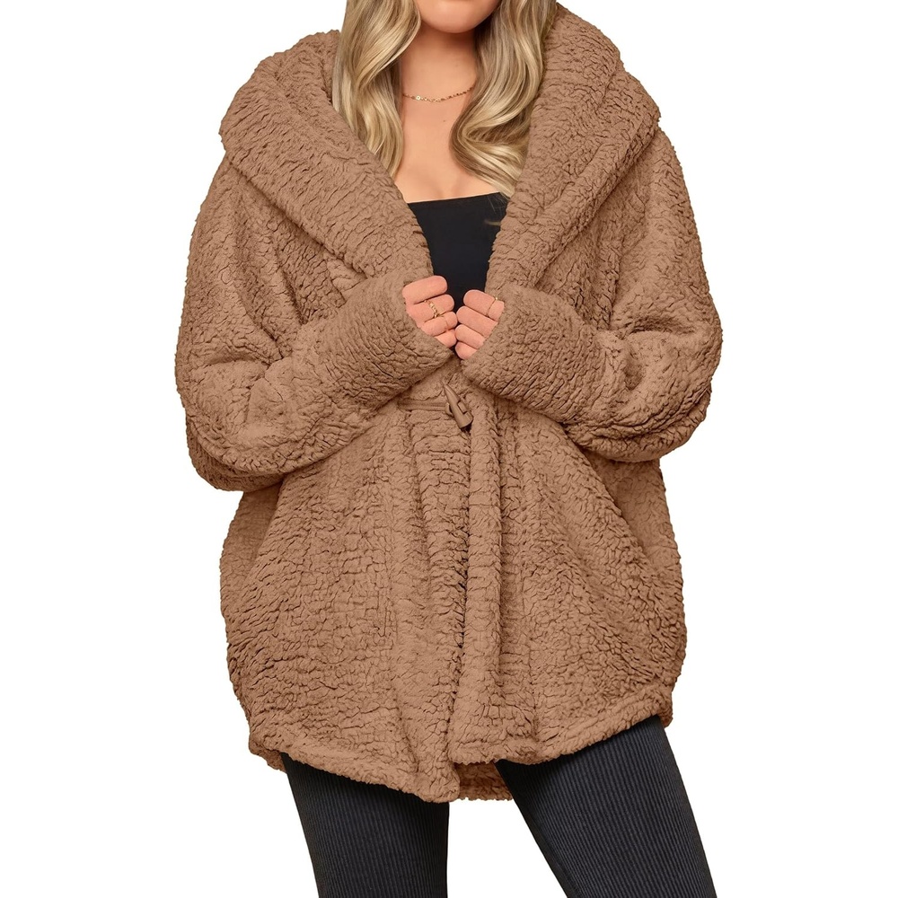 image:imagePRETTYGARDEN Womens Winter Warm Coats Hooded Faux Fur Sherpa JacketCamel