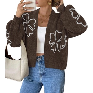 PRETTYGARDEN Women’s Floral Oversized Cardigan Sweaters Trendy Fall Outfits(Coffee)