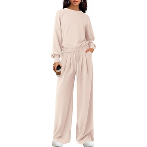 PRETTYGARDEN Womens Loose Fit Casual 2 Piece Lounge Set(Beige)