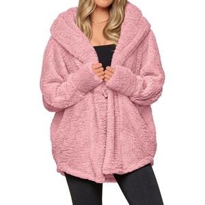 PRETTYGARDEN Women’s Winter Warm Coats Hooded Faux Fur Sherpa Jacket(Pink)