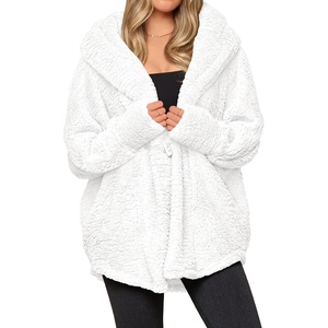 PRETTYGARDEN Women’s Winter Warm Coats Hooded Faux Fur Sherpa Jacket(White)