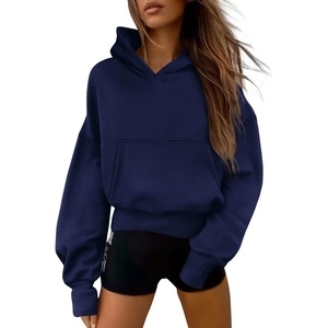PRETTYGARDEN Women’s Fall Half Zip Cropped Hoodie Sweatshirt(Style 2-navy Blue)