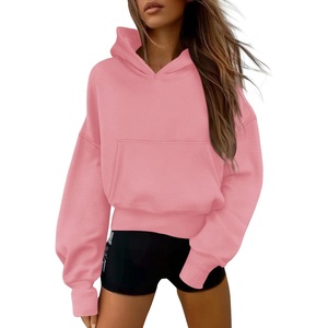 PRETTYGARDEN Women’s Fall Half Zip Cropped Hoodie Sweatshirt(Style 2-pink)