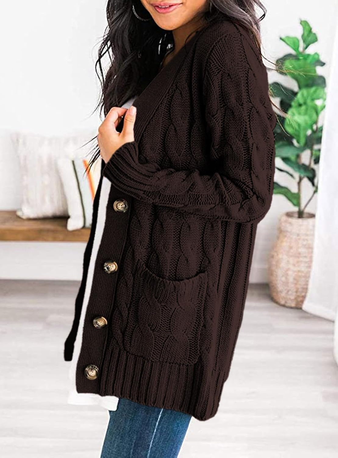 image:imagePRETTYGARDEN Women Chunky Cable Knit Cardigan Sweaters Fall Fashion ClothesCoffee