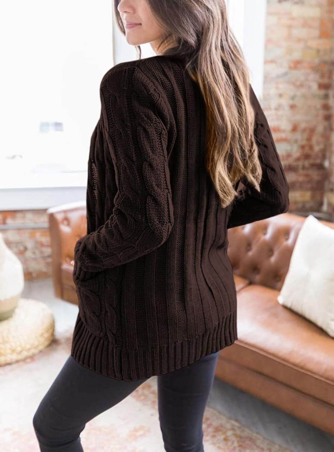 image:imagePRETTYGARDEN Women Chunky Cable Knit Cardigan Sweaters Fall Fashion ClothesCoffee