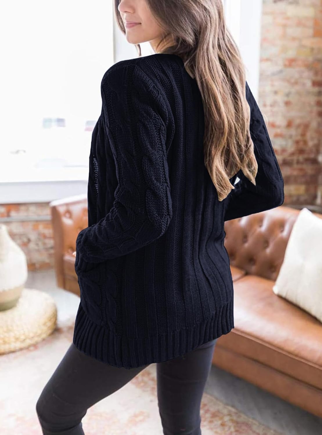 image:imagePRETTYGARDEN Women Chunky Cable Knit Cardigan Sweaters Fall Fashion ClothesNavy