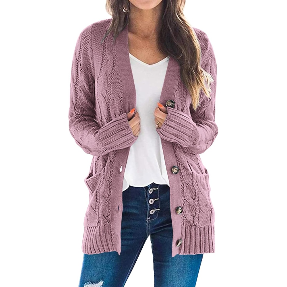 image:imagePRETTYGARDEN Women Chunky Cable Knit Cardigan Sweaters Fall Fashion ClothesPurple