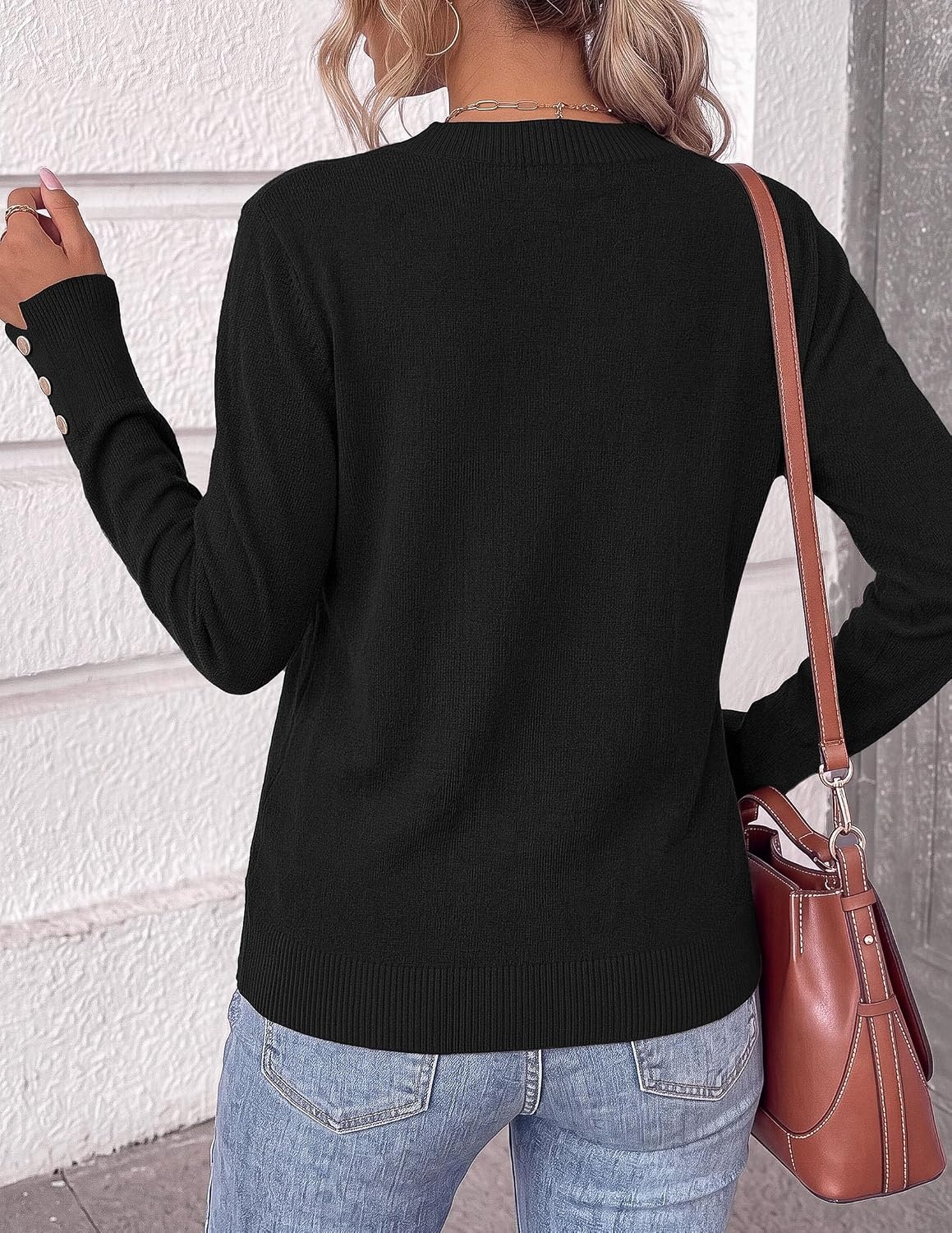 image:imagePRETTYGARDEN Fall Sweaters for Women V Neck Lightweight Pullover TopBlack