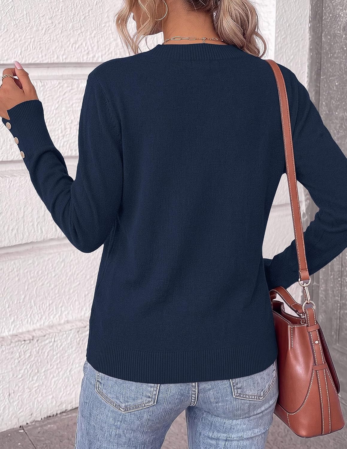 image:imagePRETTYGARDEN Fall Sweaters for Women V Neck Lightweight Pullover TopNavy
